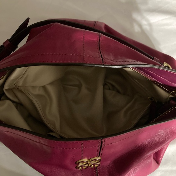 Coach Fuchsia Leather Shoulder Bag with Gold Accents - Picture 7 of 10